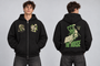 Above The Noise Oversized Zipper Hoodie, Vorder- und Rückansicht am Model