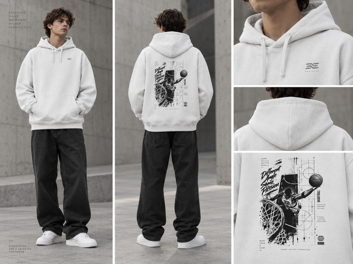 Different Basketball Oversized Hoodie Lifestyle und Detailansichten