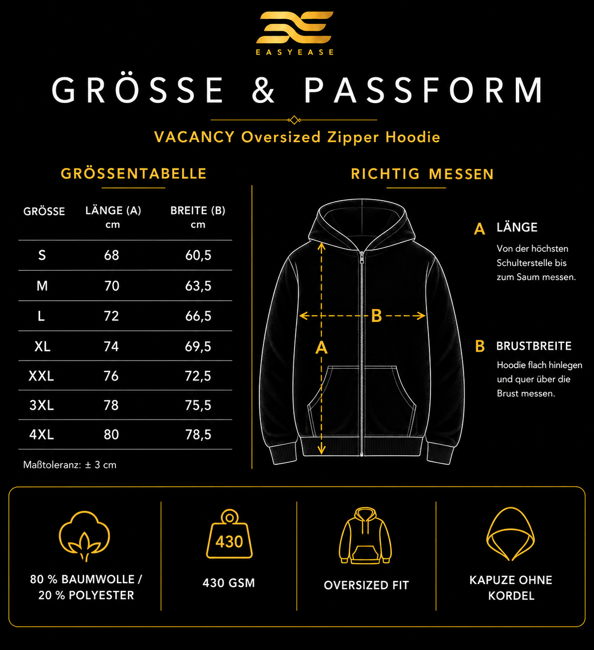 EASYEASE Court Energy – Oversized Zipper Hoodie